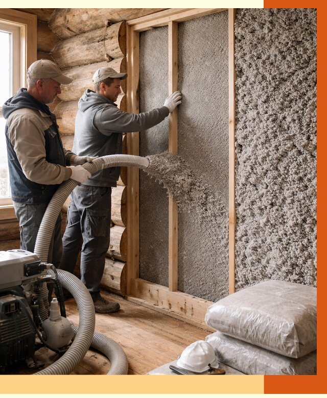 Утепление бревенчатого дома эковатой в Братске от 2806 руб. | ТепломастерБрт