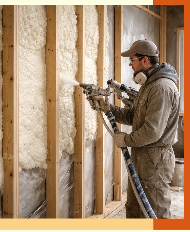 Утепление каркасной стены ППУ в Братске от 4337 руб./м2 под ключ | ТепломастерБрт